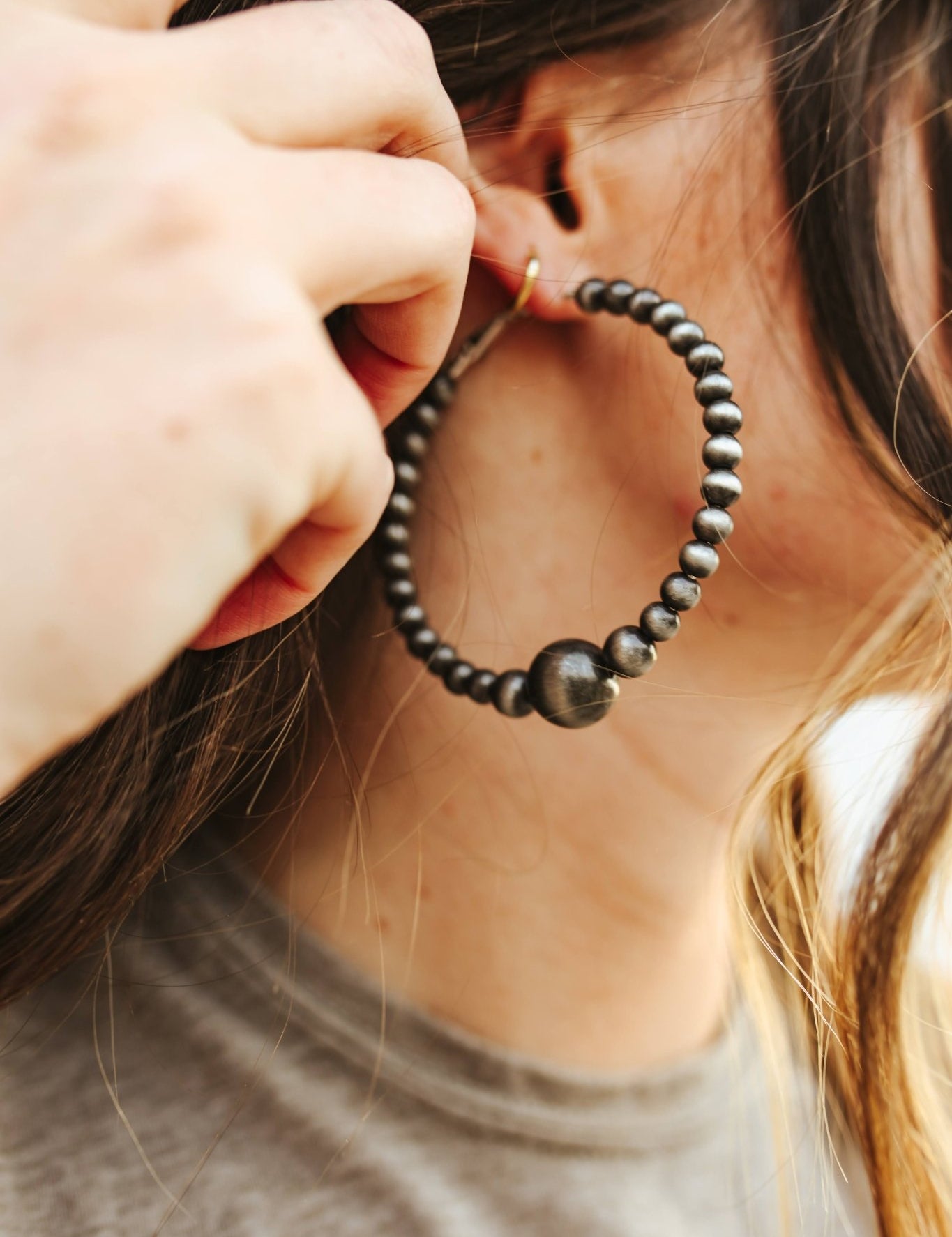 Large Pearl Hoop Earrings