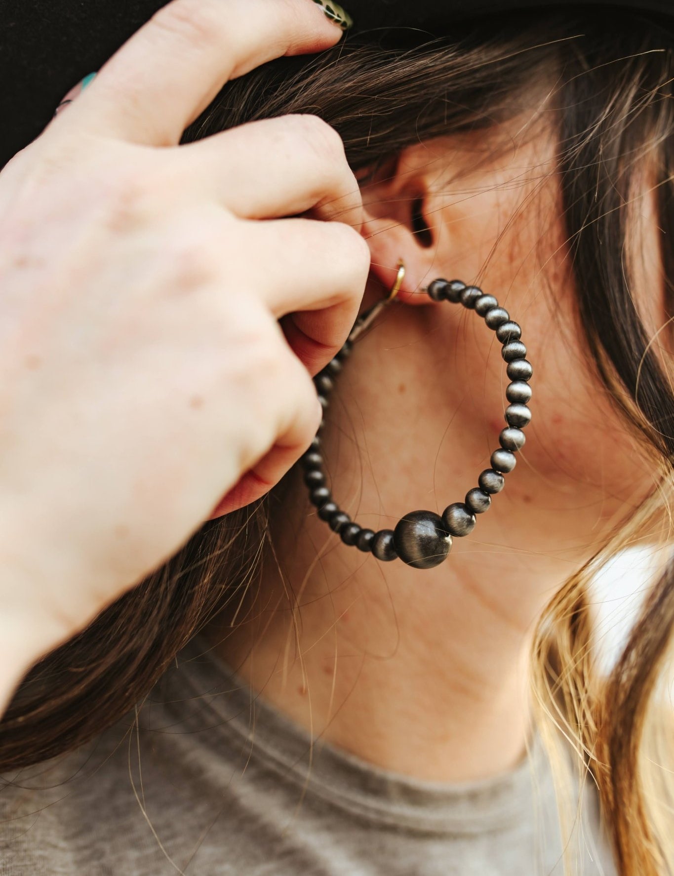 Large Pearl Hoop Earrings