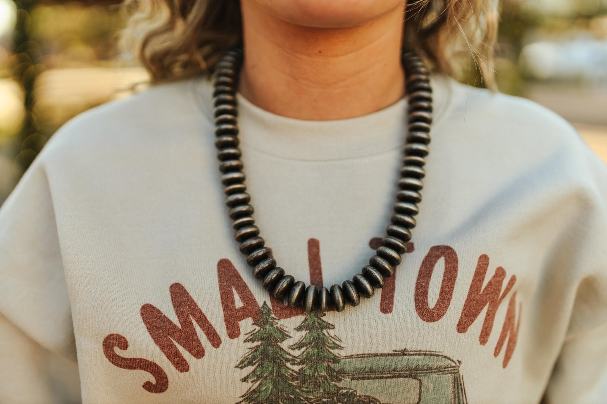 Large Silver Saucer Beads Necklace