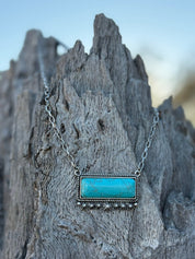 Large Turquoise Bar Chain Necklace