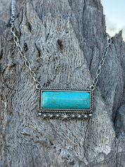 Large Turquoise Bar Chain Necklace