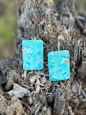 Large Turquoise Rectangle Slab Earrings
