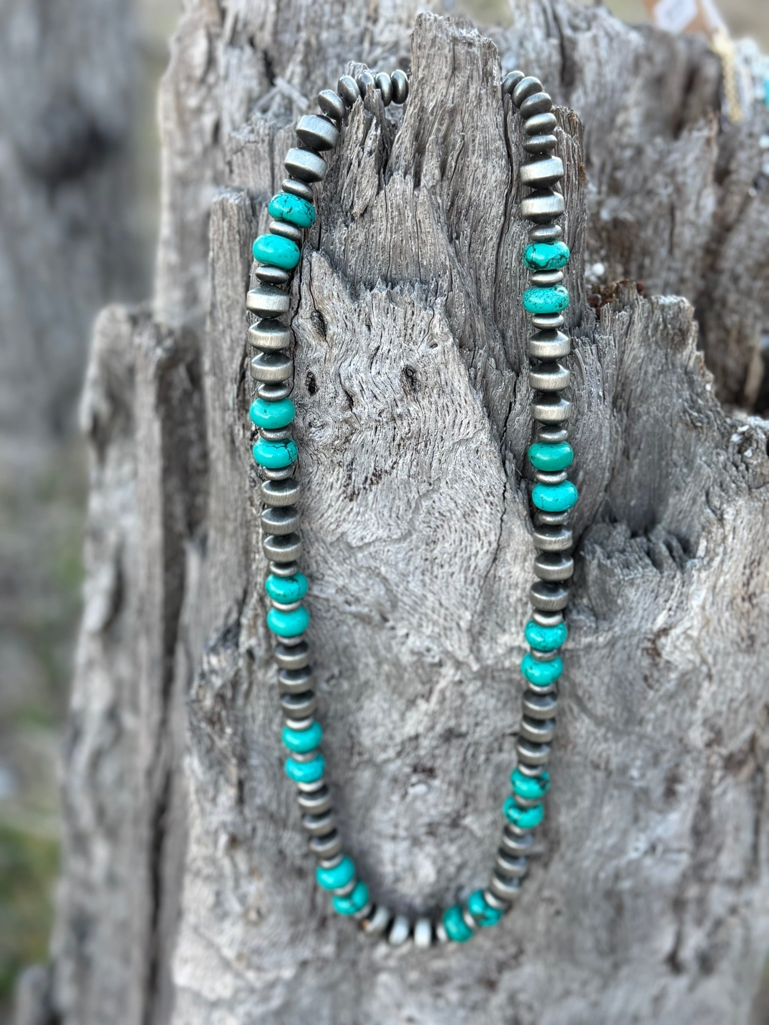 Large Turquoise Roundel Beaded Necklace