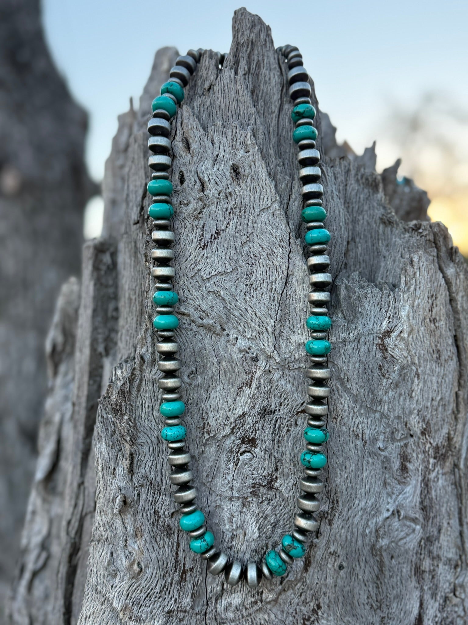 Large Turquoise Roundel Beaded Necklace