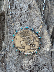 Large Western Liberty Coin Pendant Necklace