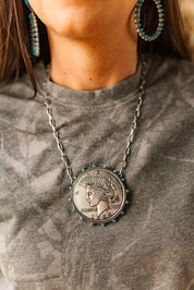 Large Western Liberty Coin Pendant Necklace