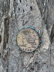 Large Western Liberty Coin Pendant Necklace