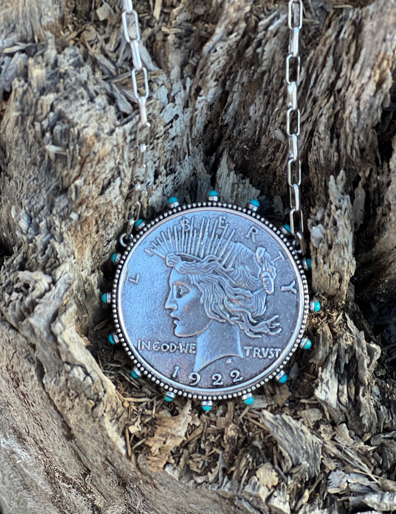 Large Western Liberty Coin Pendant Necklace