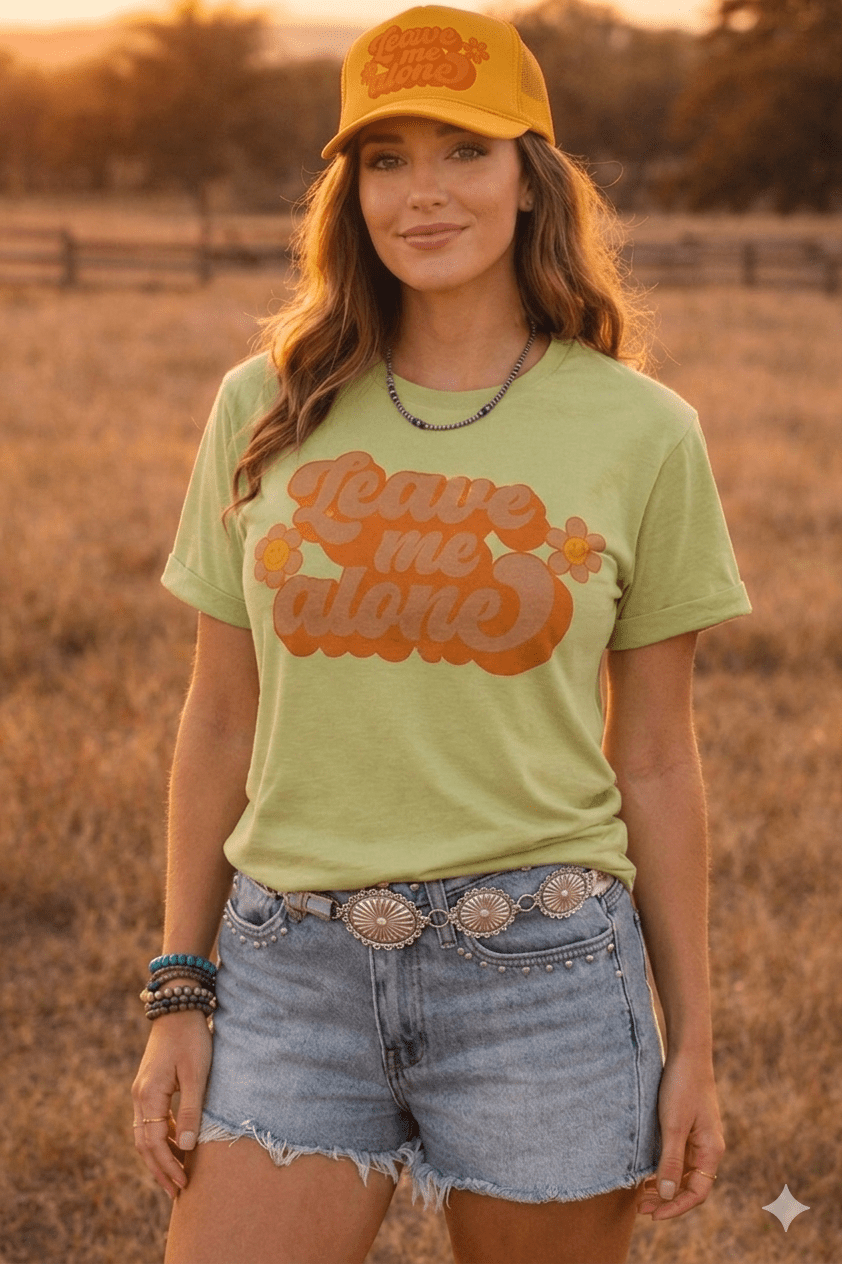 Leave Me Alone Retro Flower Graphic TeePistachioS