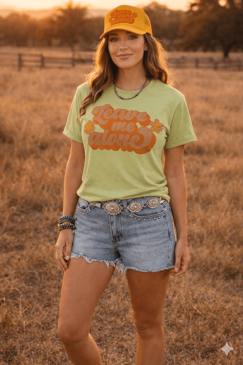 Leave Me Alone Retro Flower Graphic TeePistachioS