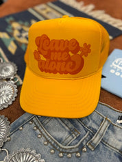 Leave Me Alone Retro Flower Trucker HatGold