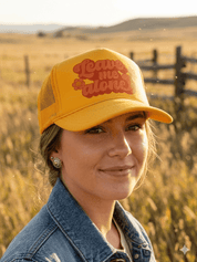 Leave Me Alone Retro Flower Trucker HatGold