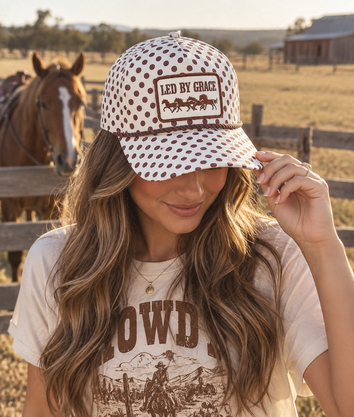 Led By Grace Polka Dot Patch Trucker Hat