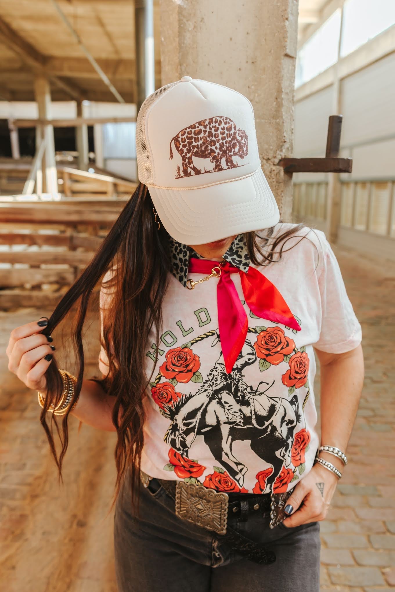 Leopard Buffalo Trucker HatKhaki