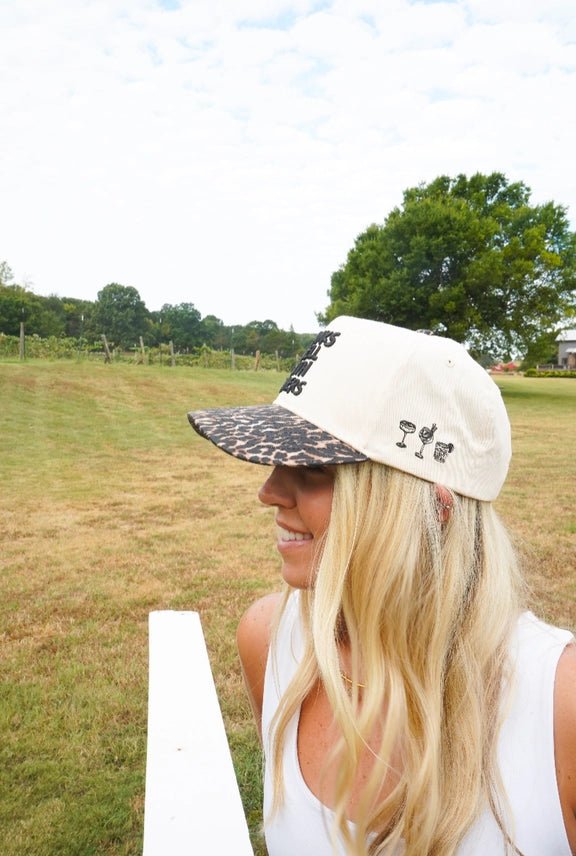 Leopard Drinks Well With Others Embroidered Trucker Hat