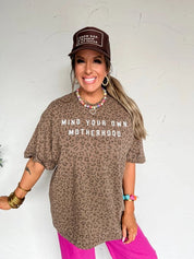 Leopard Mind Your Own Motherhood Graphic TeeS