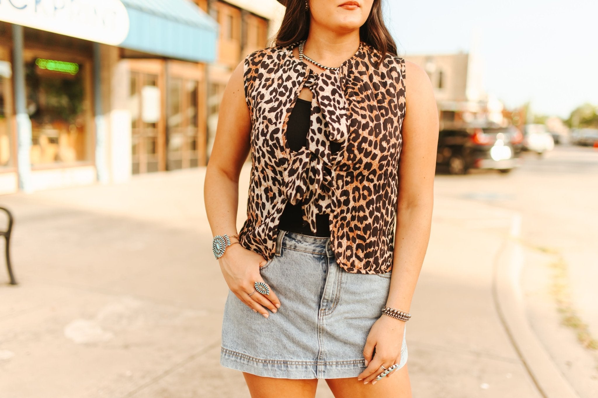 Leopard Print Front Tie VestS