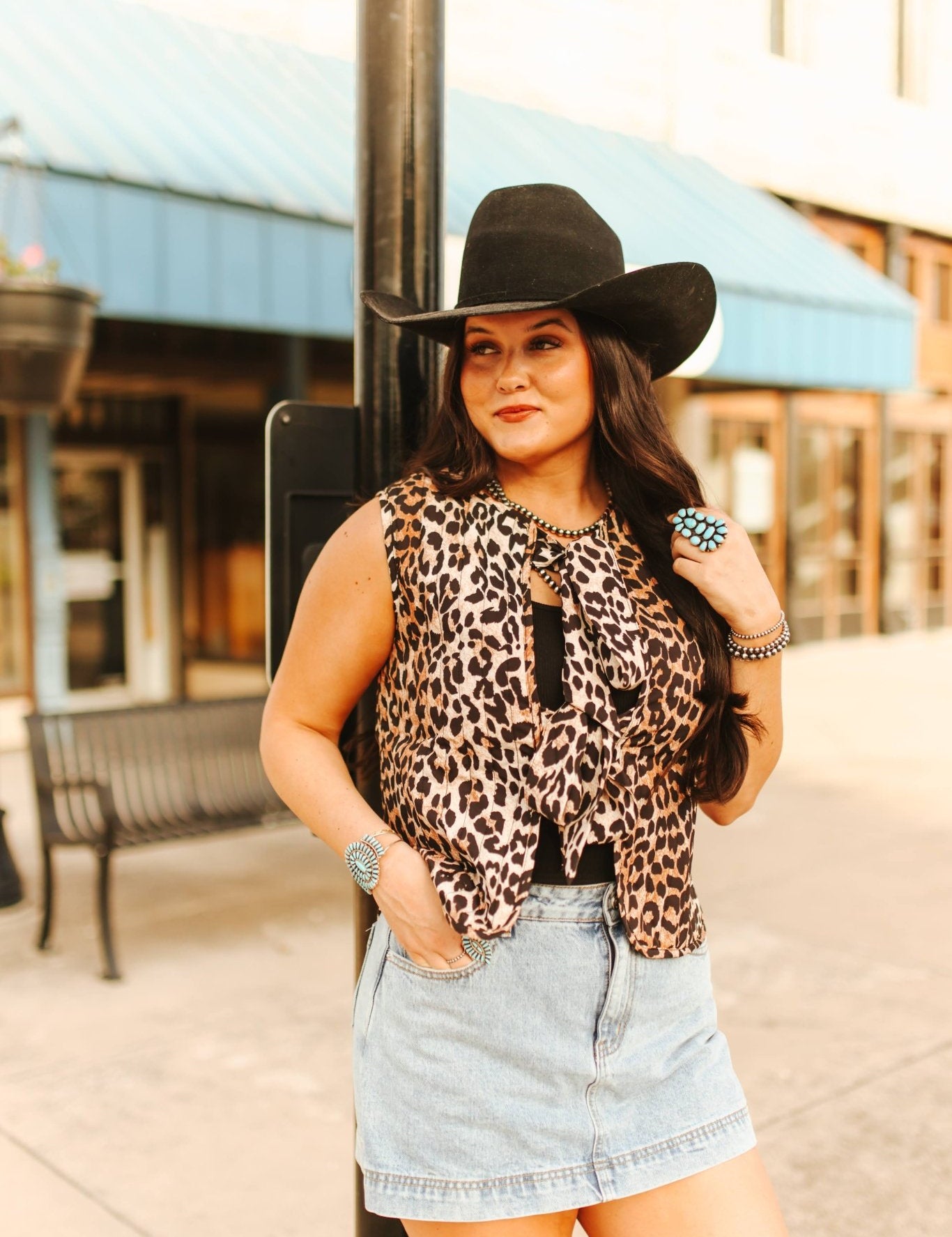 Leopard Print Front Tie VestS