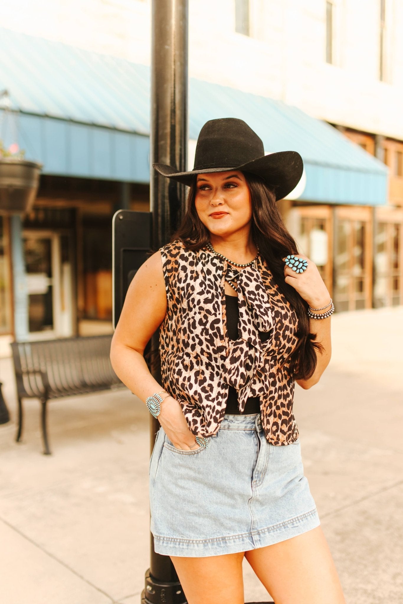Leopard Print Front Tie VestS