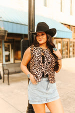 Leopard Print Front Tie VestS