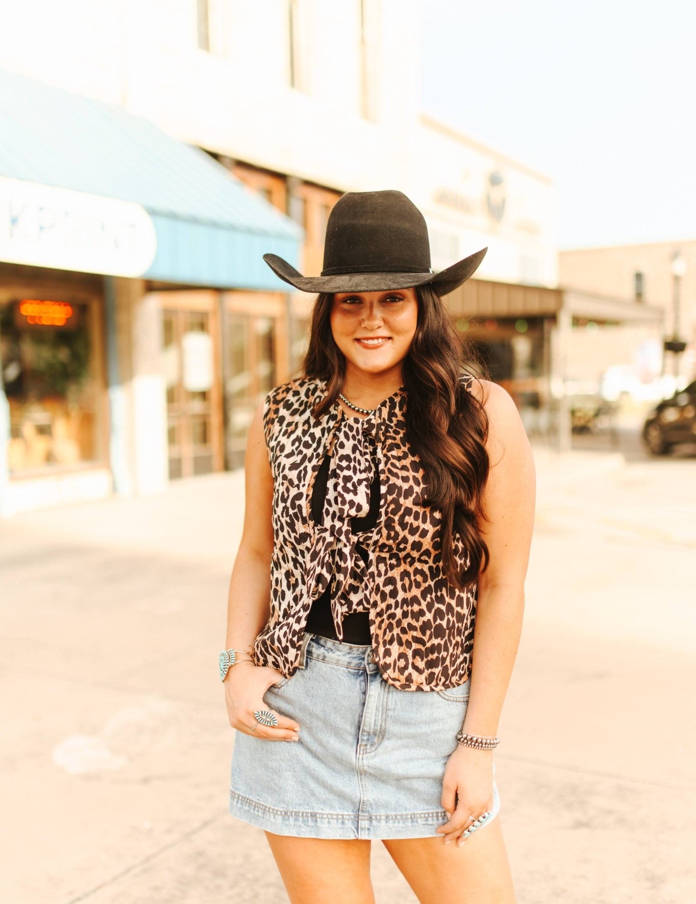 Leopard Print Front Tie VestS