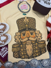 Leopard Print Nutcracker Christmas Graphic TeeVegas GoldS