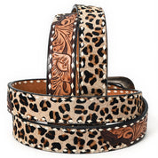 Leopard Trail Tooled Leather Belt