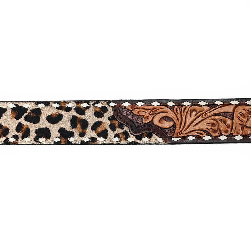 Leopard Trail Tooled Leather Belt