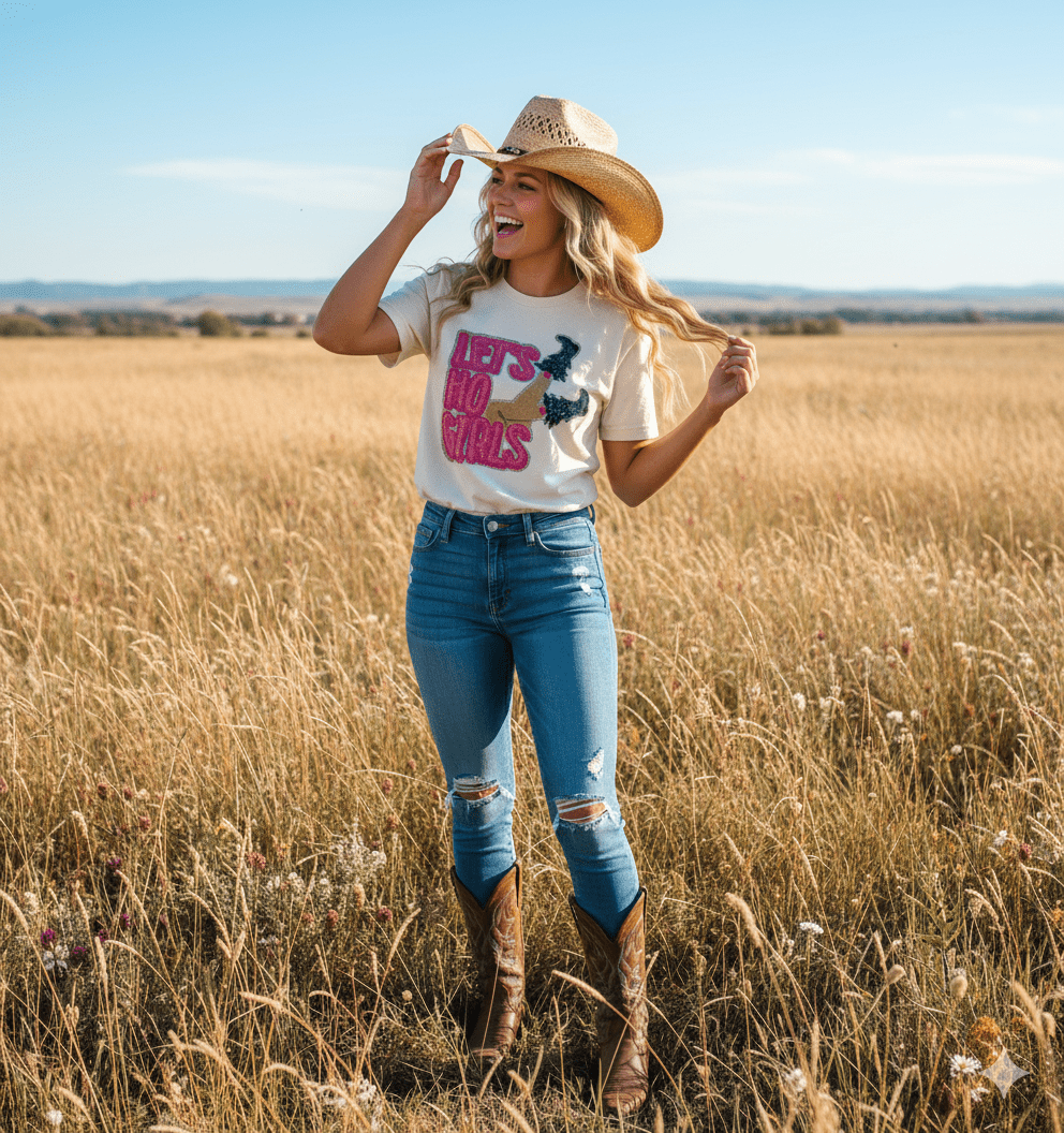 Let's Ho Girls Christmas Glitter Patch TeeHeather OatS