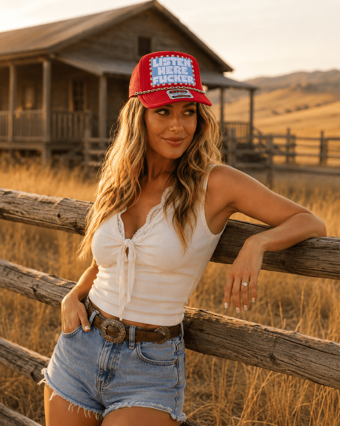 Listen Here Fucker Trucker Hat with Chain