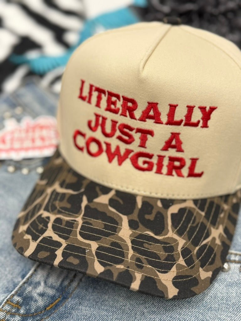 Literally Just A Cowgirl Embroidered Leopard Trucket Hat