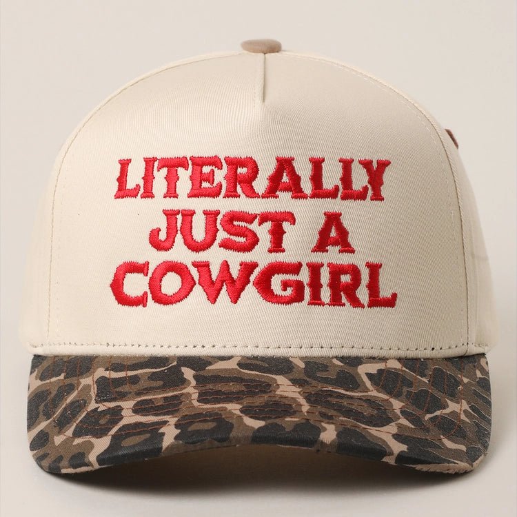 Literally Just A Cowgirl Embroidered Leopard Trucket Hat