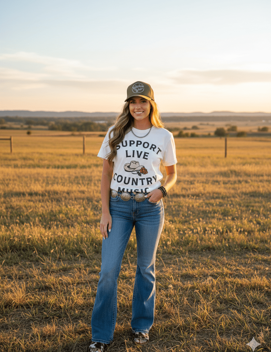 Live Country Music Graphic TeeNaturalS