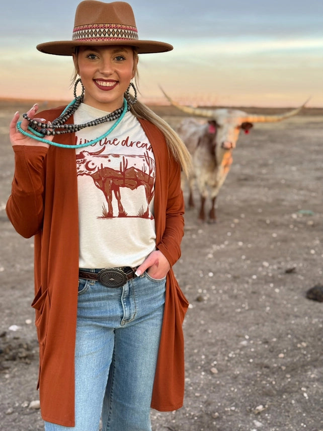 Live The Dream Longhorn Graphic TeeCream