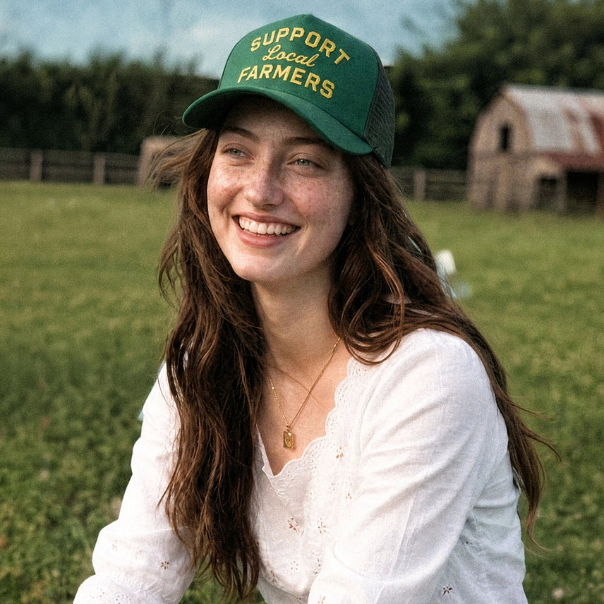 Support Local Farmers Embroidered Trucker HatGreen