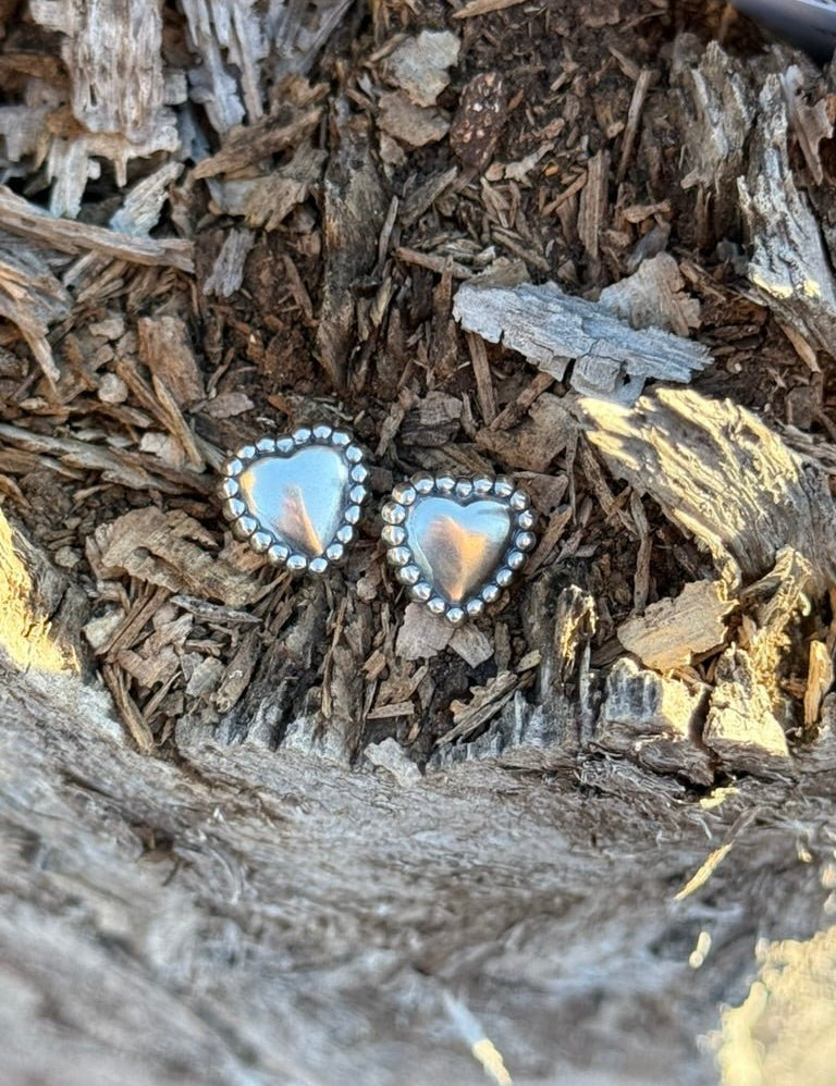 Love Knot Sterling Silver Heart Studs