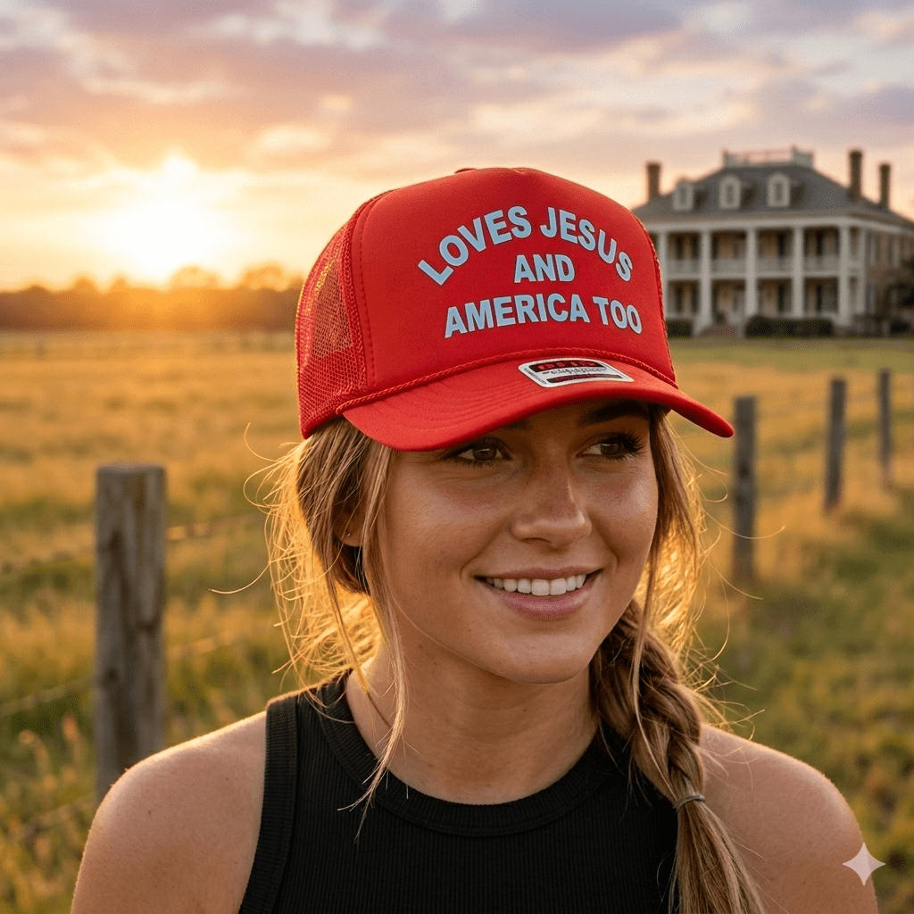 Loves Jesus And America Too Trucker Hat
