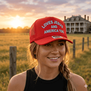 Loves Jesus And America Too Trucker Hat