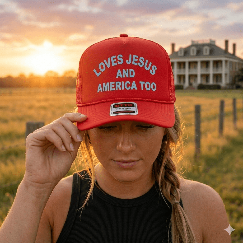 Loves Jesus And America Too Trucker Hat