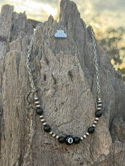 Lucky 8 Ball Onyx & Sterling Silver Beaded Chain Necklace