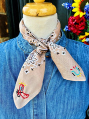 Lucky Boots Embroidered Paisley Bandana