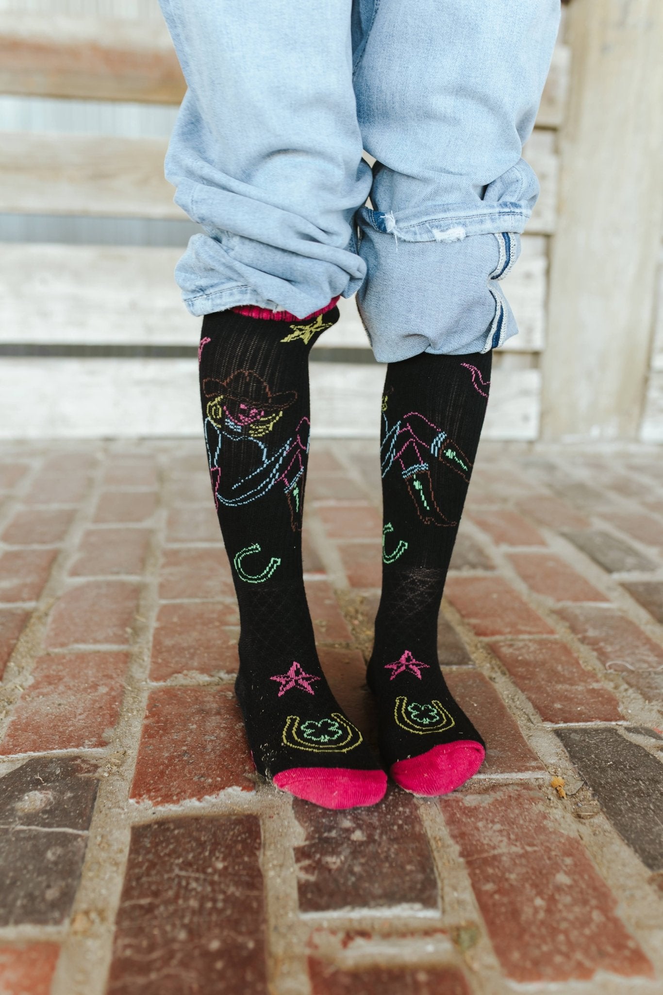 Lucky Chuck Neon Cowgirl Knee High Performance Socks