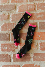 Lucky Chuck Neon Cowgirl Knee High Performance Socks
