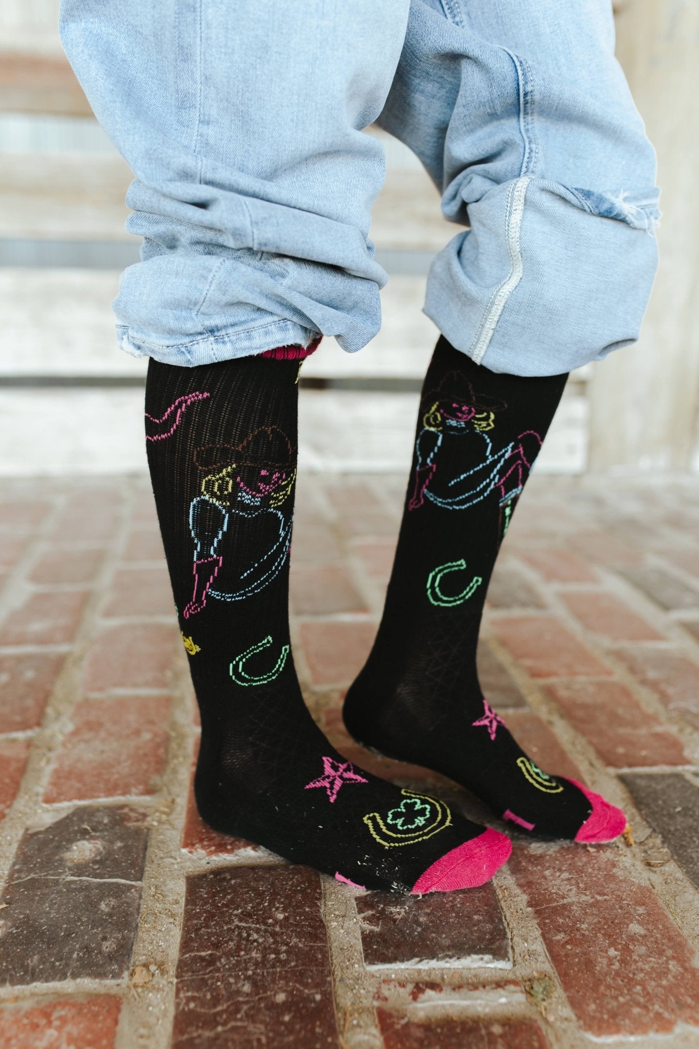 Lucky Chuck Neon Cowgirl Knee High Performance Socks