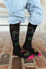 Lucky Chuck Neon Cowgirl Knee High Performance Socks