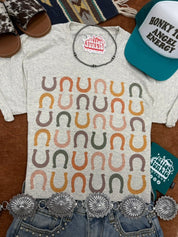 Lucky Trails Horseshoe Graphic TeeHeather OatmealS