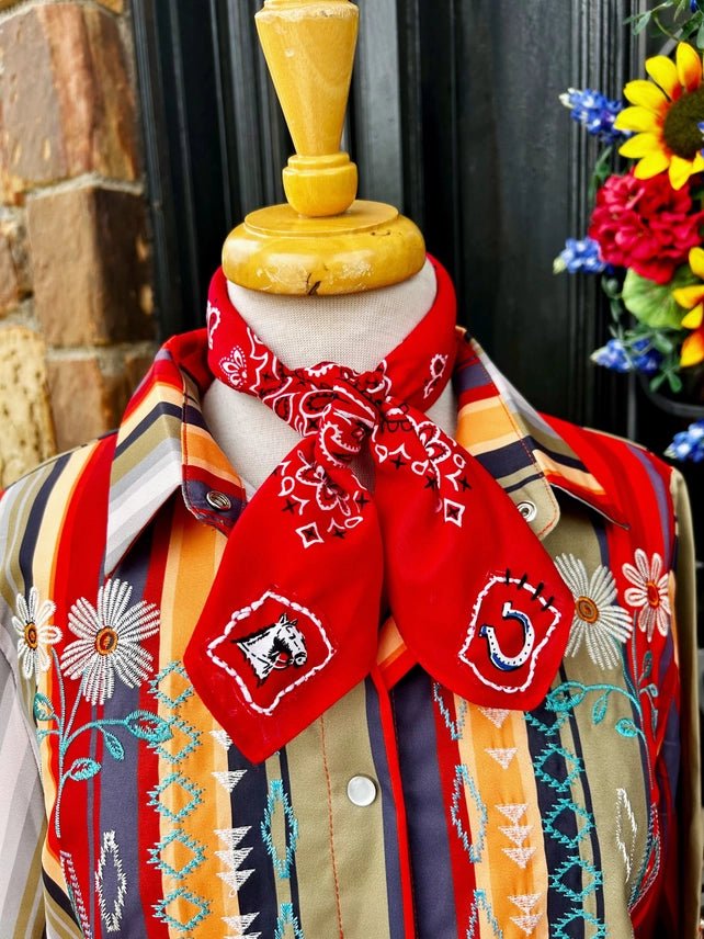 Lucky Trails Paisley Embroidered Bandana