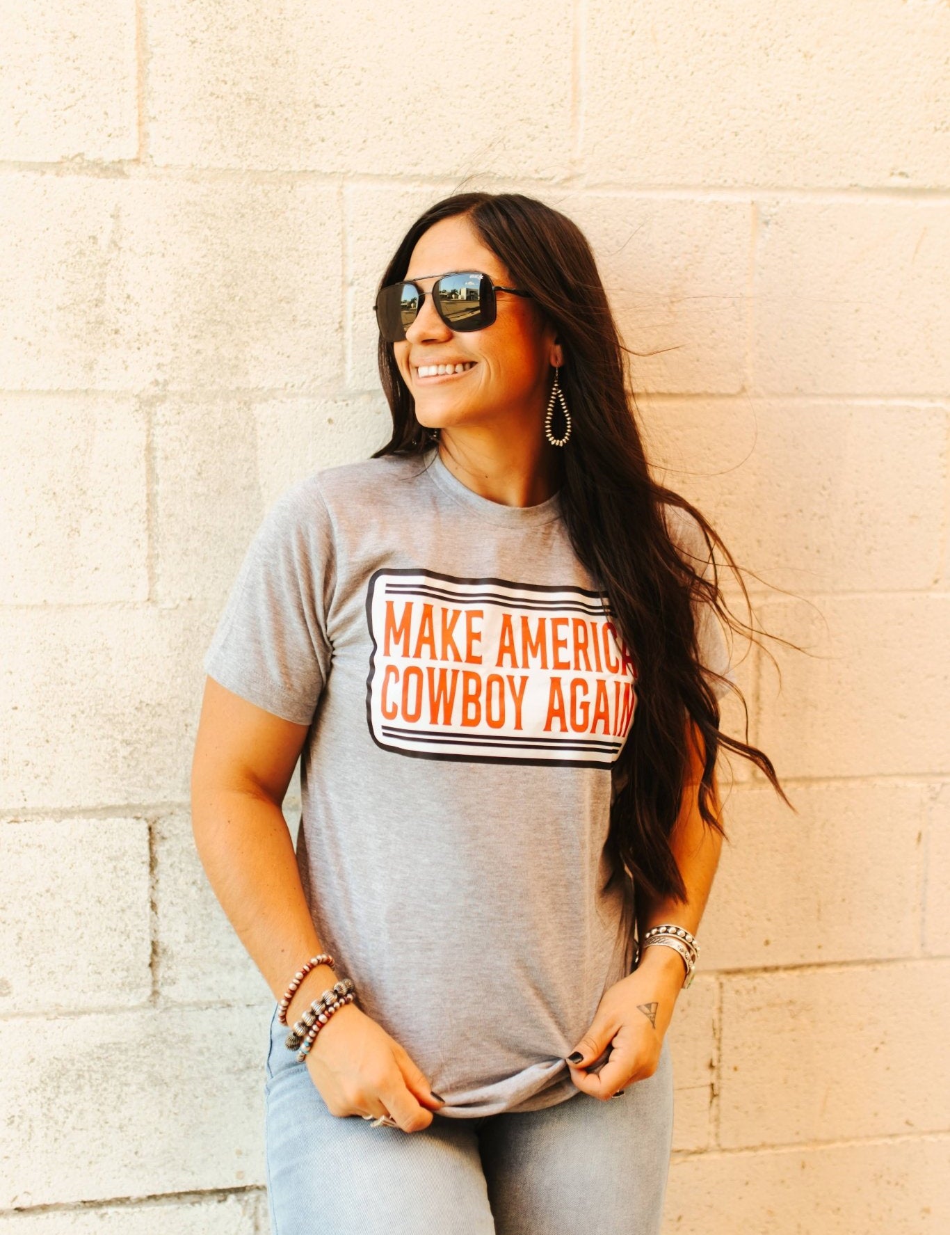 Make America Cowboy Again Banner Graphic TeeGreyS