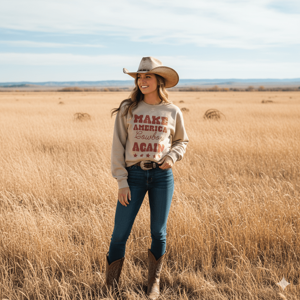 Make America Cowboy Again Stars Graphic SweatshirtSandS