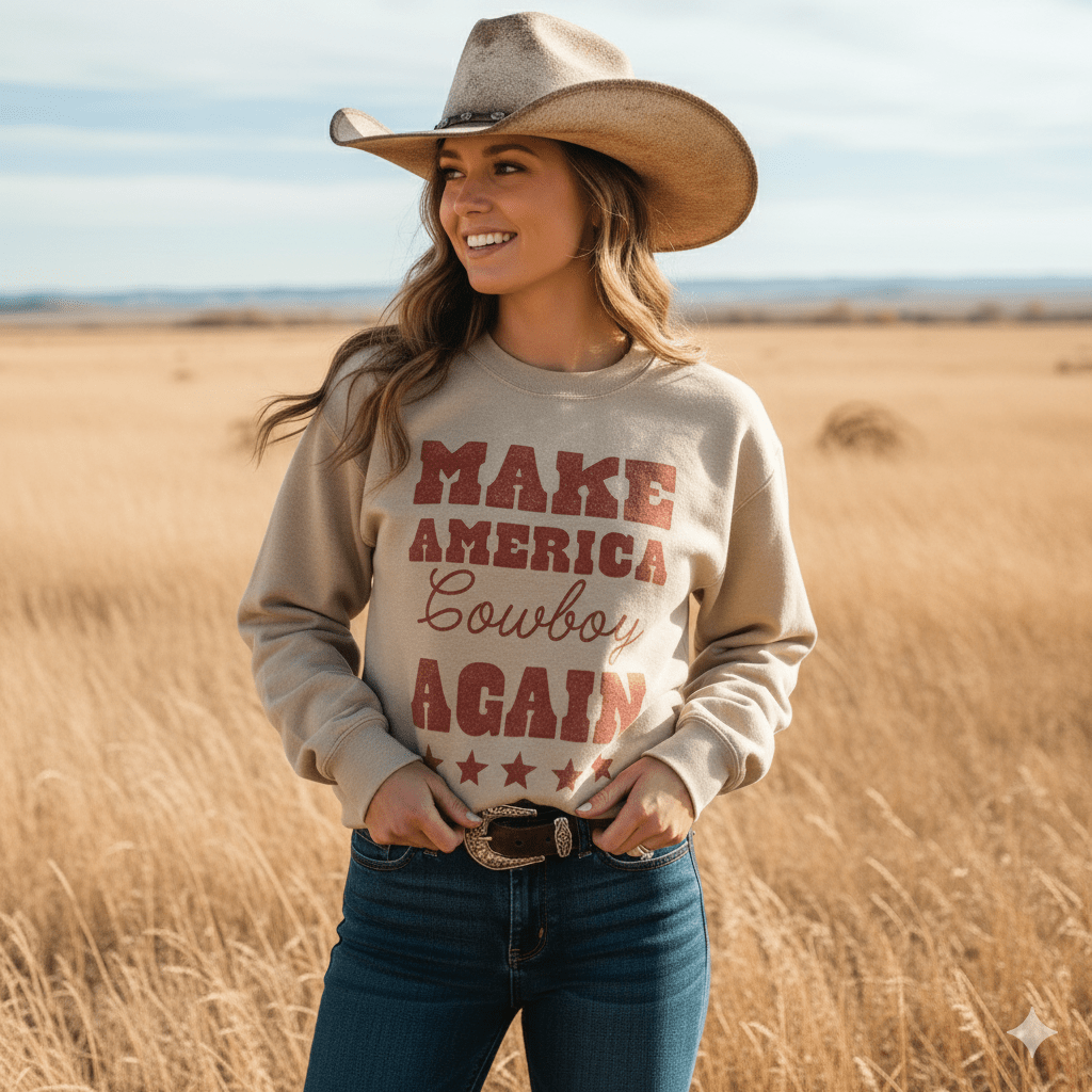 Make America Cowboy Again Stars Graphic SweatshirtSandS